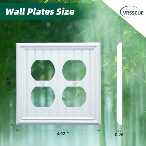 White Natural Material Double Cove Outlet Covesr Wall Plates(2-Pack) - size: Double Duplex