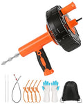 Drain Auger 33 ft, Auto Feed Plumbing Drain Snake Auger with Drill Adapter