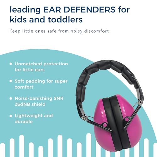 BANZ Kidz Earmuffs 2 Years & Older - Loud Noise Cancelling, Size Adjustable - color: Magenta