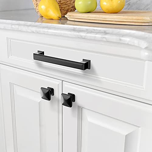 Amerdeco 6 Pack Matte Black Cabinet Hardware - 5" - color: Matte Black, size: 5" hole center, style: 6 Pack