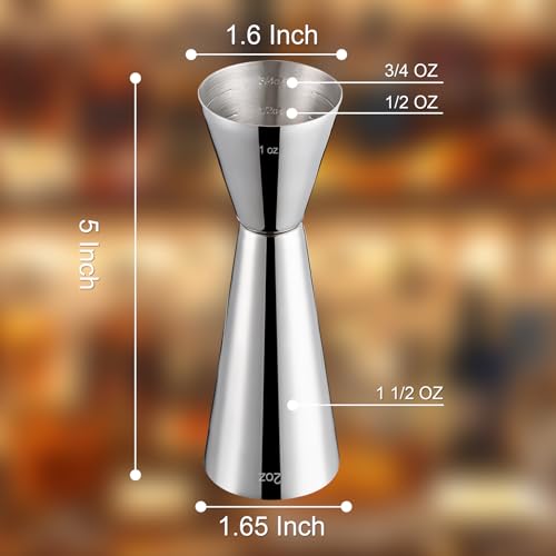 Briout Double Cocktail Jigger for Bartending, 2 OZ & 1 OZ, Flat Edge - color: Silver, size: Flat Edge-1oz/2oz-1PC