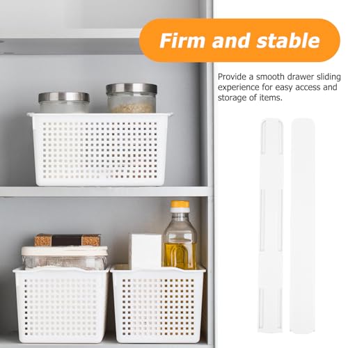 Drawer Slides Replacement Self Adhesive Drawer Slide Guides Side Mount Drill Free Plastic Sliding Rail for Storage Baskets Kitchen Cabinets Dressers 2 Pack