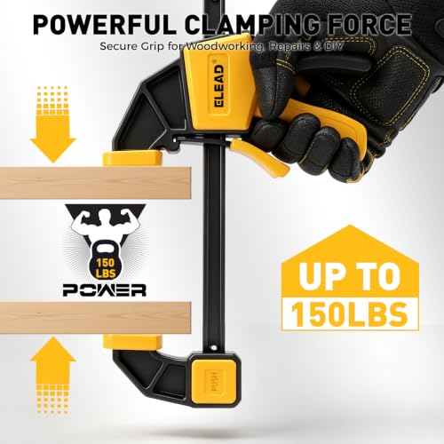 3-Pack Wood Clamps for Woodworking, 6 Inch Bar Clamps with Clamp Connector, Quick-Release Wood Clamps with 150 LBS Load Limit, Trigger Clamp Set for Woodworking DIY Projects - style: 2-Piece 6" 150lbs with clamp connector