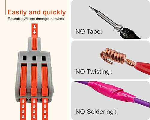 24PCS Lever Wire Connectors Assortment Kit, 2/3/5 Way Compact Splicing Terminal Blocks for 24-12AWG, Flame Retardant Nylon