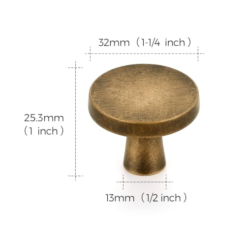 Ravinte Antique Brass Drawer Pulls, 1-1/4 Inch Cabinet Knobs,25 Pack - color: Antique Brass