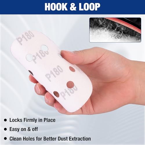 WORKPRO Sanding Discs, 5-Inch 180 Grit 8-Hole Hook and Loop, 50 Pack - style: 50PCS 5 Inch 180 Grit