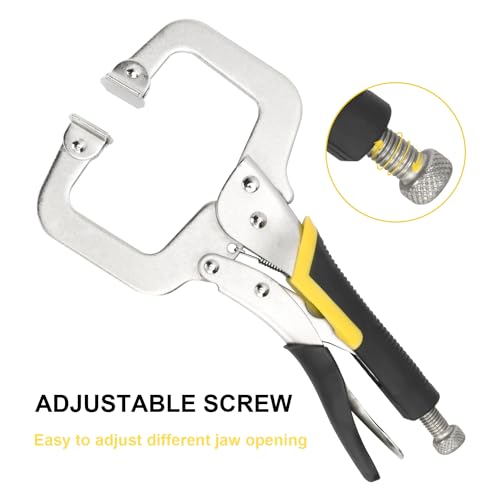 4 Pack 11 Inch C Clamp Locking Pliers,11" Locking C Clamp - color: Yellow Black Handle, size: 11 Inch