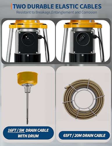 500W 400 RPM Auto Feed Electric Drain Cleaner Machine - color: Yellow