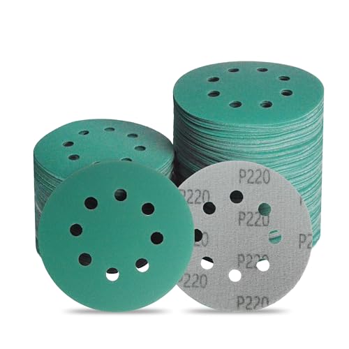 5 Inch 8 Hole P220 Grit Zirconia Wet Dry Sanding Discs - 50 Pack - size: 220 Grit