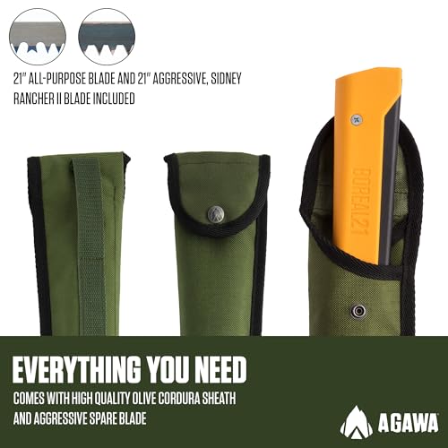 AGAWA - BOREAL21 Tripper Kit - Includes 21" Folding Saw, Nylon Carrying Case, 21" All-Purpose & 21" Aggressive Blade - For Camping, Hiking & Survival Gear (Black Frame/Yellow Handle) - size: 21" Inch