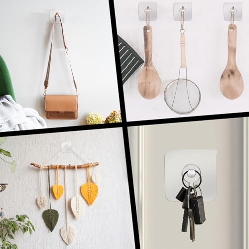 Mabor Drill Free Adhesive Hooks, 6Pcs Plastic Picture Hangers Without Nails