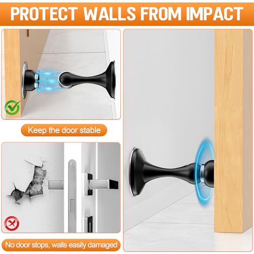 Magnetic Door Stoppers, 1 Pack Stainless Steel Magnetic Door Stops - color: Black, size: 1 Pack