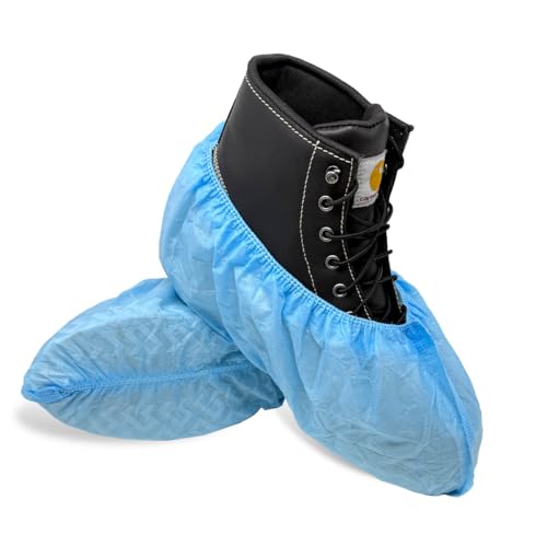 ShuBee Original Disposable, Extra-Large Boot and Shoe Covers, Thicker & Stronger, Durable Protection for Floors - 50 Pairs - color: Light Blue
