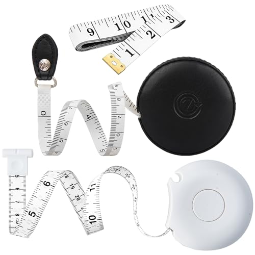Tape Measure Body Measuring Tape 80inch/205cm Lock Pin Retract Tape Measure for Tailor Fitness Clothes Sewing Handcrafts Weight Loss Body Measurement - color: White Black White 3 pack