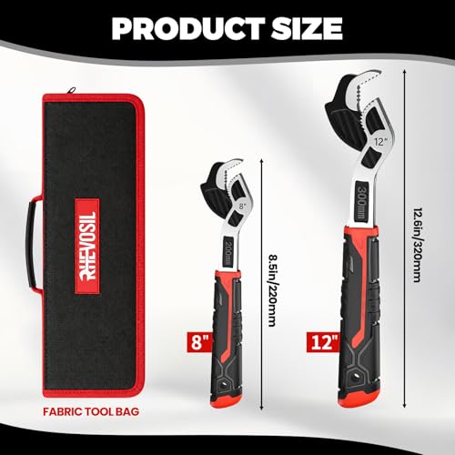 2 Pack 8" & 12" Self-Adjusting Pipe Wrench Set - color: 8”+12”