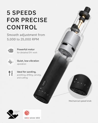 HOTO Cordless Rotary Tool Kit with 94 Accessories, Strong Motor, 25000RPM 5 Variable Speed Powerful Engraving Pen, LED Light, Ideal for 3D Printing Sanding, Carving, Polishing, Drilling, DIY Crafts