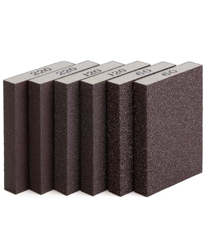 Bates- Sanding Sponge, 6 pcs, 60/120/220 Grit Assortment, Sandpaper Block, Sanding Blocks for Wood, Drywall Sanding Sponge for Wood, Sanding Blocks Drywall, Sandpaper for Drywall Sanding Block - size: 6 Pack, 60/120/220 Grit