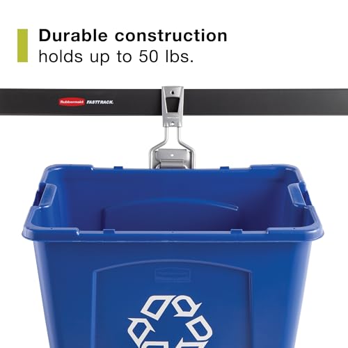 Rubbermaid Garage Fasttrack Recycling Bin Wall Mounted Recycling System Holds up to 50 pounds Blue/Satin Nickel for Home/Garage - style: Recycling Bin