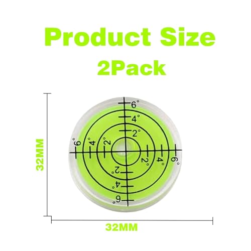 2Pack Round Level 32×7mm(1.26×0.27in) Level Bubble Tool - size: 2pcs 32x7mm