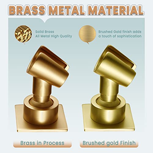 Shower Head Holder Handheld Shower Wand Holder Adjustable Shower Head Bracket Shower Wall Mount Holder, Brushed Brass/Gold Finish, Drill Free Glue Installation - color: Gold