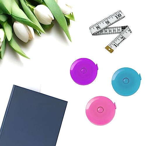 3 Pack Tape Measures Retractable Measuring Tape for Body, 60-Inch 1.5 Meter Dual Sided Flexible Ruler for Medical Craft Fabric Cloth Sewing Tailor Weight Loss Body Measuring Tape (Blue, Purple, Pink) - color: Blue,Pink,Purple