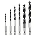 Brad Point Drill Bit Set, 6PCS Wood Drill Bits 1/8"-3/8" with Quick Change Hex Shank - Wood Drill Bit Set Professional for Hardwood, Plywood, Plastic, Ideal for Carpentry, DIY & Woodworking Projects - size: 6pcs