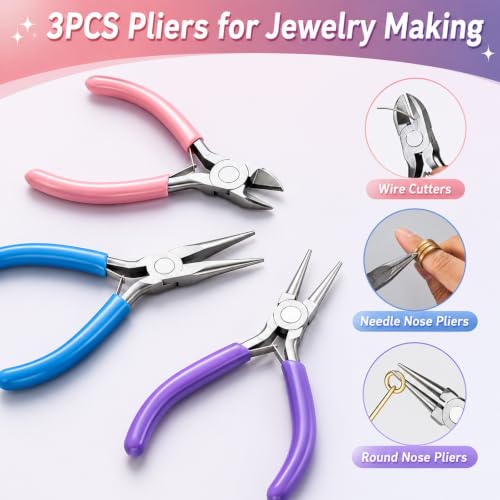3 Pcs Pliers for Jewelry Making, Jewelry Pliers Set for Jewelry Repair - style: 3pcs-Mixed Color