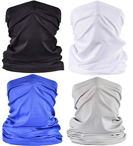 4 PCS UV Protection Neck Gaiter Mask，Breathable Summer Cooling Face Cover - color: 4pcs Black,grey,blue,white
