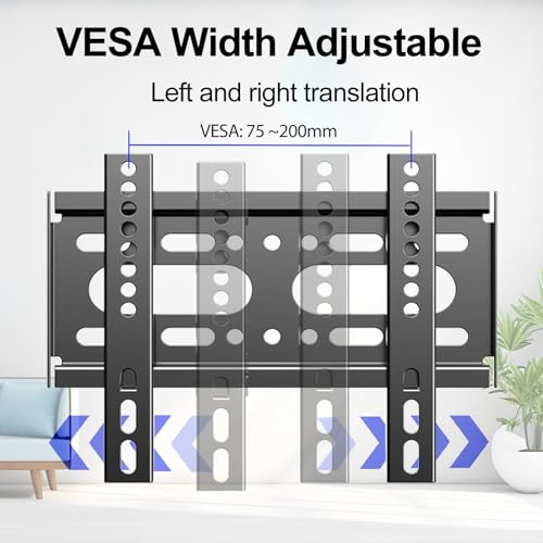 Fixed TV Wall Mount for 14-42" Flat Screen TVs, Small Wall Mount TV Bracket fit 19 24 28 32 35 39 40 inch, VESA Up to 200x200mm 55lbs Max Load, Easy Install Low Profile Monitor Mount Bracket
