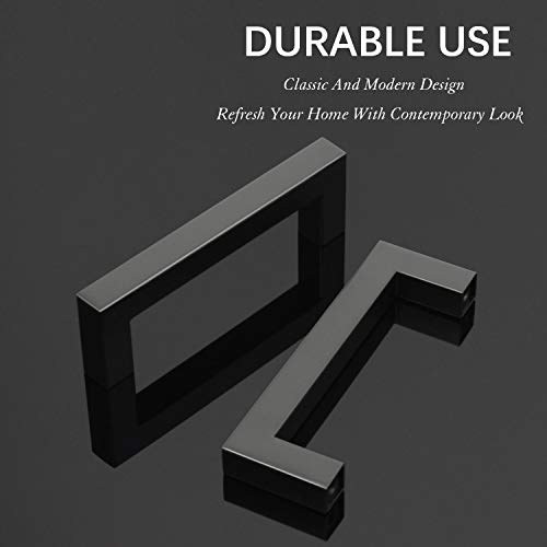 KNOBWELL 6 Pack Black Kitchen Cabinet Pulls, 3-3/4 inch Hole Center Black Square Stainless Steel Dresser Drawer Pulls 4-1/5" Length - color: Matte Black, size: Hole Center:3-3/4 inch(96mm)