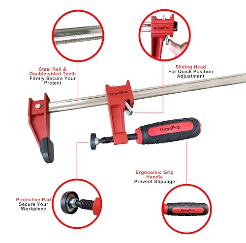 HimaPro 24 Inch Bar Clamp Set, 2 Pack 600 lbs Load Limit Medium Duty Quick Release Steel F Clamp, Ideal for Woodworking, Metalworking, and DIY Projects - color: 24 Inch Set