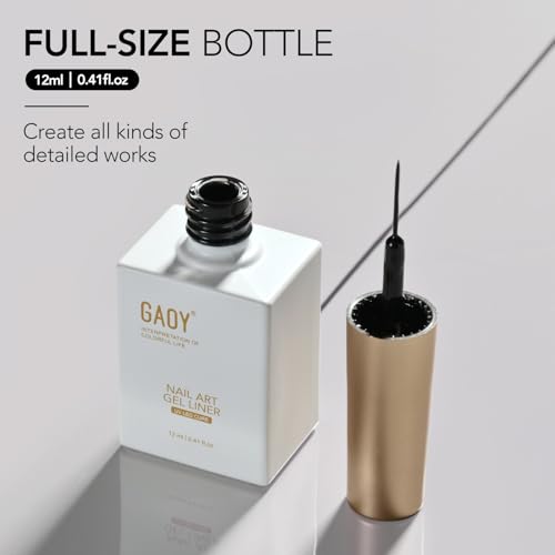 GAOY Black Swirl Gel Nail Polish Art Liner, 12ml Classic Color - color: Classic Black