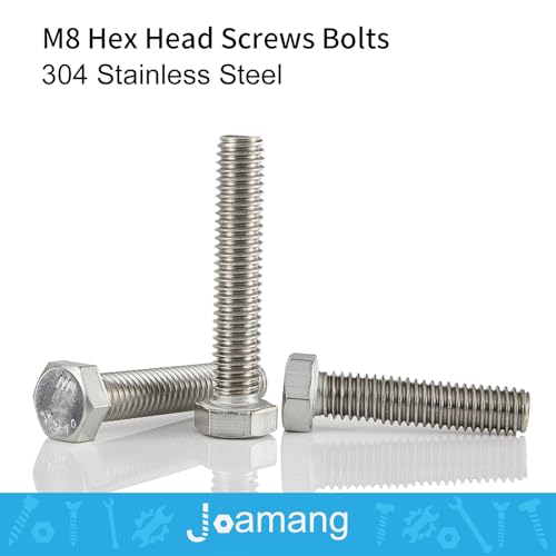 M8 x 30mm 35mm 40mm 45mm 50mm Hex Bolts, Hexagon Head Screws, 304 Stainless Steel(A2-70), Metric Fully Thread, Bright Finish, Assortment Kit 25PCS - size: M8 x 30-50mm (25PCS)