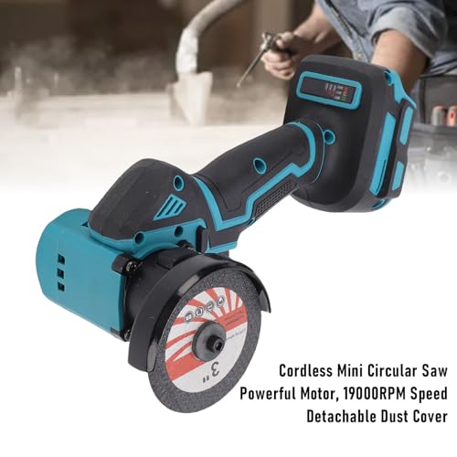 Cordless Mini Circular Saw, 19000 RPM Compact Circular Saw with 3 Inch Sawblades, Dust Cover and Non Slip Handle, for Woodworking Metal Cutting and Home Repair