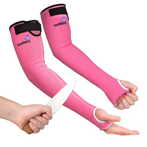 OriStout Cut Resistant Farmer Sleeves with Tumb Hole, Pink, 1 Pair | Protective Arm Sleeves for Yard Work, Kitchen, Arm Guards for Biting, Pet Grooming, Gardening Gifts for Women, One Size - color: Pink (1 Pair) - Long, size: One Size