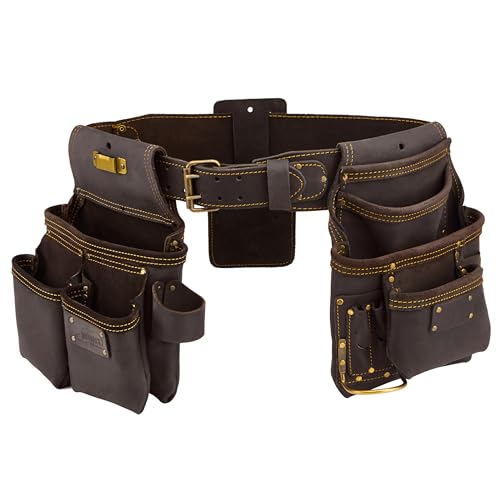 OX Carpenter Tool Belt + Pouches - Leather Tool Belts For Men - Size XL - color: Carpenter Belt, size: XL