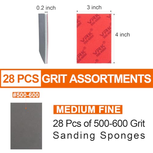 28 Pcs 500-600 Grit Sanding Sponge Soft Foam Hand Sanding Blocks - style: 500-600 Grit 28PCS