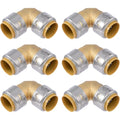 SharkBite Max 1 x 1 in PTC 90-Degree Elbow, Pack of 6, Push-to-Connect Brass Plumbing Fitting, UR260 - size: 1 in., 6 Pack