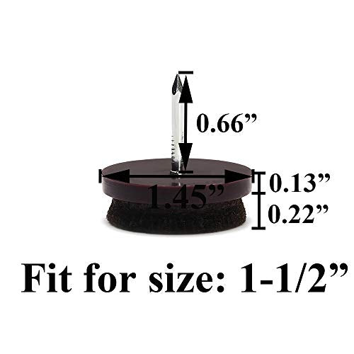 Nail on Felt Pads Furnigear Furniture Pads Nail- Floor Protectors for Furniture Legs 24Pack Chair Felt Pads for Hardwood Floors (1-1/2" (Brown)) - size: 1-1/2" (Round, Brown)