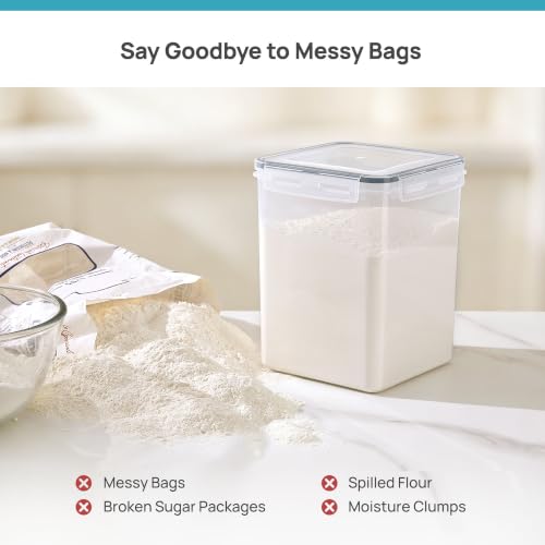 Vtopmart 5 PCS Flour and Sugar Storage Container Sets for Regular Bakers | BPA Free, Airtight Seal, Dishwasher Safe (Not Lids), 6.5L--10lb Sugar, 5.2L--5 lb Flour, 2.5L--3 lb Sugar, with Label, Scoop - size: 5 Pack