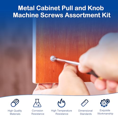 125Pcs Cabinet Pulls Knobs Screws Assortment Kit, M4 x 25/30/35/40/45/50mm - size: M4 x 0.98/1.18/1.38/1.57/1.77/1.97"