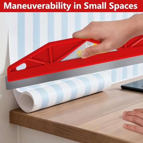 12-Inch Paint Edger & Trim Guard, Stainless Steel Straight Edge Tool - color: Red