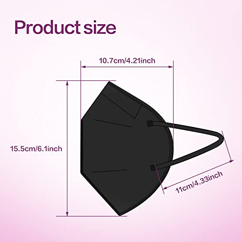 Miuphro KN95 Face Mask 25 Pack, 5-Layers Breathable KN95 Masks - color: Black