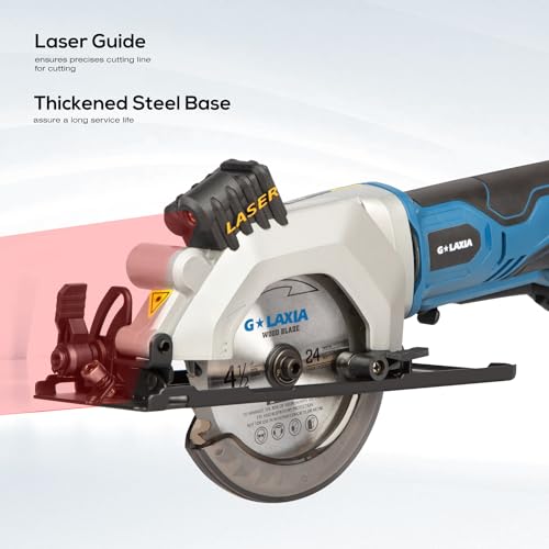 20V Cordless Mini Circular Saw 2.0Ah Compact Saw with Laser Guide - style: Cordless 2A