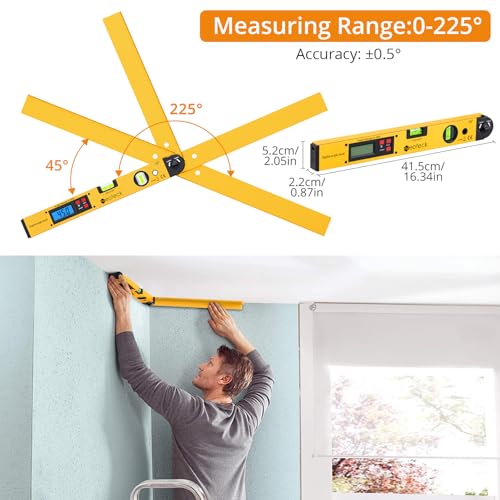 Neoteck 225° 16 inch Digital Angle Finder Aluminum Protractor LCD Backlight - color: Gold