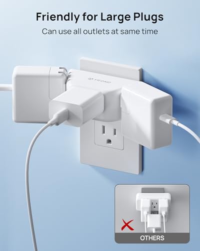 TROND Outlet Extender, 3 Way Angled Outlet Splitter for Bathroom Kitchen - color: White, size: 3AC-3 Prong Plug, 1 Pack