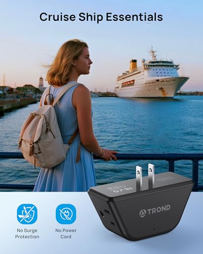 TROND 2 Prong to 3 Prong Outlet Adapter for Old House - color: Black, size: 3AC-2 Prong Plug, 1 Pack