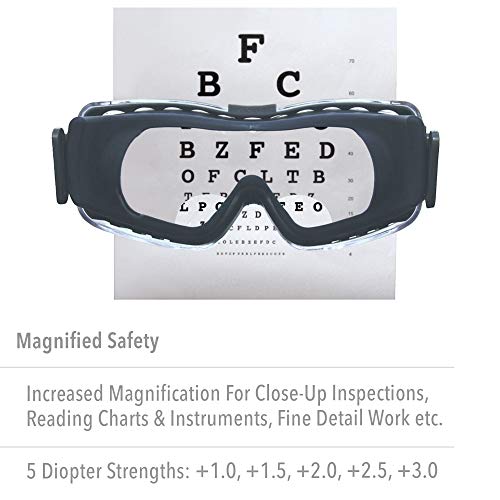 UVEX by Honeywell Stealth +2.5 Diopter Reading Magnifier Goggles with Uvextreme Anti-Fog Lens (S3993X), Clear