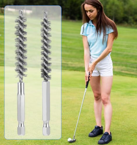 4 Pcs Bore Brush for Drill, Stainless Steel Round Wire Brush, Wire Bore Brush for Drill with 1/4 Inch Hex Shank, 8mm & 10mm | Twisted Wire Brushes for Golf Club Hosel Ferrule Rust Tube Cleaning
