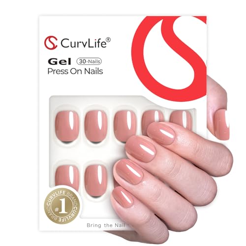 CurvLife Extra Short Oval Press On Nails, Nude Peach Pink, Soft Gel - color: A1 -honey peach
